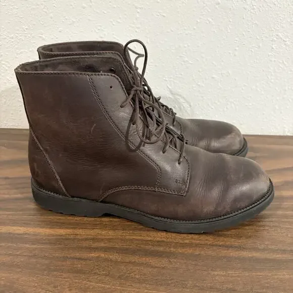 L.L. Bean Womens Brown Leather Lace Up Combat Boots Size 8.5 Wide Ankle Booties - Picture 11 of 15